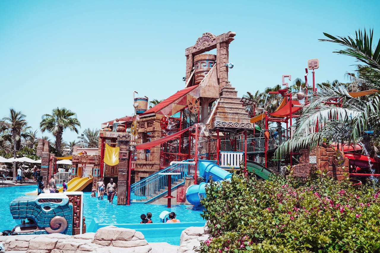 Experience fun and excitement at a lively waterpark in Dubai, perfect for family adventures and thrilling slides.